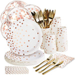 168pcs Rose Gold Party Paper Plates