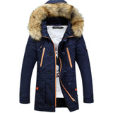 New Winter Men's Long Parkas Thick Hooded Fur Collar Coats Men Overcoats Casual Army Jackets Male Hoodies Jacket