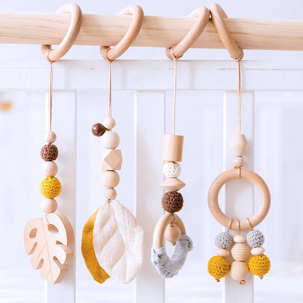 1set Animals Wooden Pendant Baby Play Gym (BPA Free!)