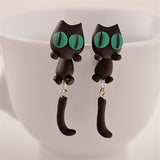Luokey Cute Animal Earrings For Women Hanging 3D Cartoon Lovely Dog Stud Earrings Flower Panda Polymer Clay Girls Earing Jewelry