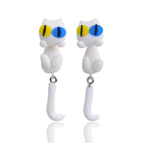Luokey Cute Animal Earrings For Women Hanging 3D Cartoon Lovely Dog Stud Earrings Flower Panda Polymer Clay Girls Earing Jewelry