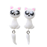 Luokey Cute Animal Earrings For Women Hanging 3D Cartoon Lovely Dog Stud Earrings Flower Panda Polymer Clay Girls Earing Jewelry