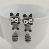 Luokey Cute Animal Earrings For Women Hanging 3D Cartoon Lovely Dog Stud Earrings Flower Panda Polymer Clay Girls Earing Jewelry
