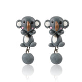 Luokey Cute Animal Earrings For Women Hanging 3D Cartoon Lovely Dog Stud Earrings Flower Panda Polymer Clay Girls Earing Jewelry
