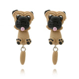 Luokey Cute Animal Earrings For Women Hanging 3D Cartoon Lovely Dog Stud Earrings Flower Panda Polymer Clay Girls Earing Jewelry