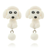 Luokey Cute Animal Earrings For Women Hanging 3D Cartoon Lovely Dog Stud Earrings Flower Panda Polymer Clay Girls Earing Jewelry