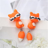 Luokey Cute Animal Earrings For Women Hanging 3D Cartoon Lovely Dog Stud Earrings Flower Panda Polymer Clay Girls Earing Jewelry