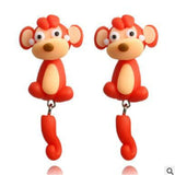Luokey Cute Animal Earrings For Women Hanging 3D Cartoon Lovely Dog Stud Earrings Flower Panda Polymer Clay Girls Earing Jewelry