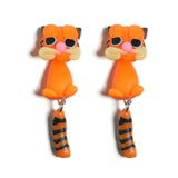Luokey Cute Animal Earrings For Women Hanging 3D Cartoon Lovely Dog Stud Earrings Flower Panda Polymer Clay Girls Earing Jewelry