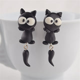 Luokey Cute Animal Earrings For Women Hanging 3D Cartoon Lovely Dog Stud Earrings Flower Panda Polymer Clay Girls Earing Jewelry