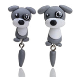 Luokey Cute Animal Earrings For Women Hanging 3D Cartoon Lovely Dog Stud Earrings Flower Panda Polymer Clay Girls Earing Jewelry
