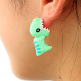 Luokey Cute Animal Earrings For Women Hanging 3D Cartoon Lovely Dog Stud Earrings Flower Panda Polymer Clay Girls Earing Jewelry