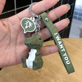 Cartoon Geometric Dinosaur Panda Keychain