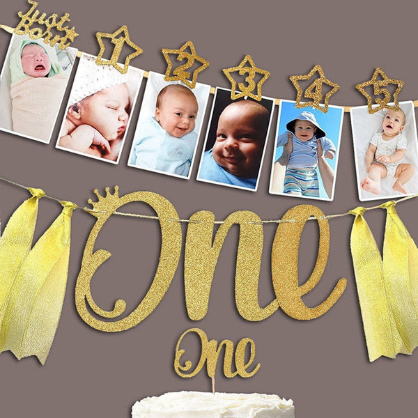 1set 0-12 Month Baby Photo Banner With Clip