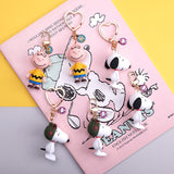 Fashion Cartoon Cute Charlie Browm Keychains Snoopy Bag Key Chain Pendant For Girl Bag Keyring Gifts Kids Gift Key Chains