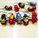 3D Cartoon Figure PVC Marvel Avengers Keychain Cute Superhero Batman Spider Man Key Chain Key Ring Kids Key Holder Trinket Gift