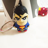 3D Cartoon Figure PVC Marvel Avengers Keychain Cute Superhero Batman Spider Man Key Chain Key Ring Kids Key Holder Trinket Gift