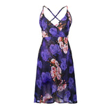 Sexy Beach Dress Women Summer Dress 2017 Backless Print Sleeveless Spaghetti Strap Women Dress Chiffon Mid-Calf Party Dresses