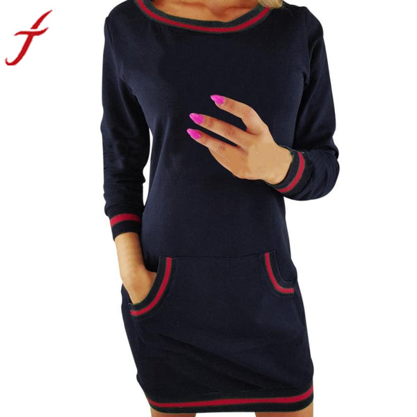 Loose Long Sleeve Pocket Dress