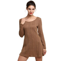 Women Causal Plus Size S-XL Short Sweater Dress Female Autumn Winter White Long Sleeve Loose knitted Sweaters Dresses