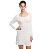 Women Causal Plus Size S-XL Short Sweater Dress Female Autumn Winter White Long Sleeve Loose knitted Sweaters Dresses