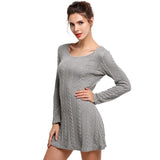 Women Causal Plus Size S-XL Short Sweater Dress Female Autumn Winter White Long Sleeve Loose knitted Sweaters Dresses