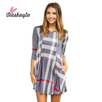 Plaid Round Neck Dress.