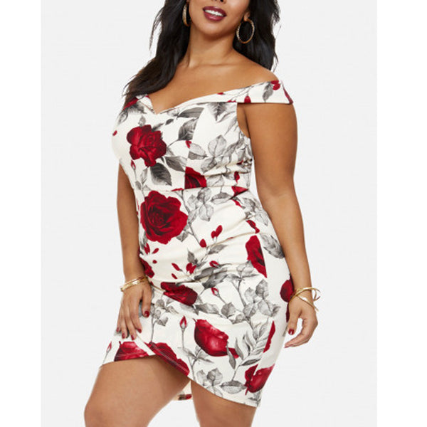 Rose Print Pencil Dress