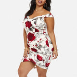 Rose Print Pencil Dress