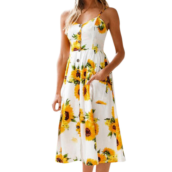 Elegant Floral Print Summer Dress