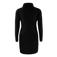 Feitong Womens Sweater Dress Casual Turtleneck Long Sleeve Bodycon Jumper Knited Sweater Mini Dress vestidos femininos robe 2018