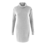 Feitong Womens Sweater Dress Casual Turtleneck Long Sleeve Bodycon Jumper Knited Sweater Mini Dress vestidos femininos robe 2018