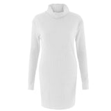 Feitong Womens Sweater Dress Casual Turtleneck Long Sleeve Bodycon Jumper Knited Sweater Mini Dress vestidos femininos robe 2018