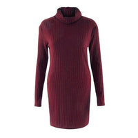 Feitong Womens Sweater Dress Casual Turtleneck Long Sleeve Bodycon Jumper Knited Sweater Mini Dress vestidos femininos robe 2018