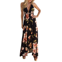 Vestidos 2018 Sexy Women Deep V-Neck Long Beach Sundress Summer Ladies Boho Floral Printed Backless Casual Maxi Party Dresses #Z