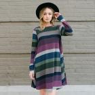 vestidos mujer 2018 New Spring Women's Dress Striped Tunic Long Sleeves Casual Swing T-Shirt Dresses With Pockets