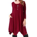 Plus size dresses for women 2xl Casual Irregular Loose Soft Crewneck Pockets Stretchy mini dress 2018 New Year's Dress for women