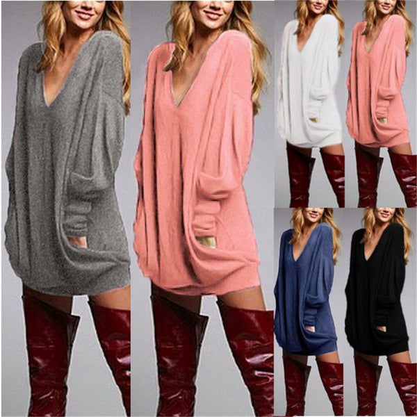 ZANZEA Oversized Mini Dress Vesitidos Women V Neck Long Sleeve Shirt Casual Loose Blouse Top Pullover Short Dresses 5 Colors XL