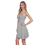 Women Bandage Summer Gary Dress With V Collar Beach Sexy Mini Short Dress Robe Ete Vestido Curto Jurken Vestidos De Festa TT