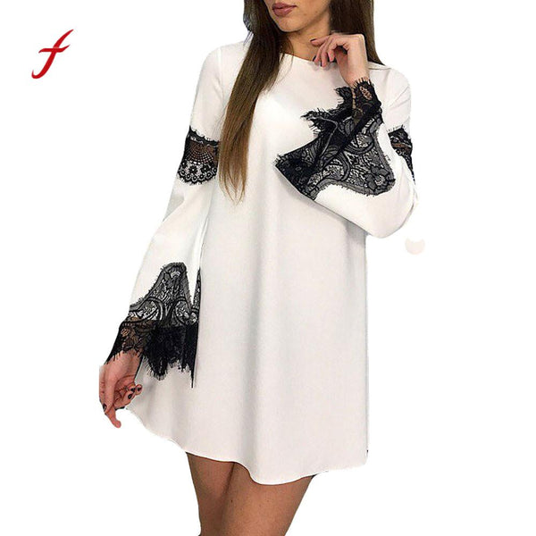 High Quality 2018 Womens Lace Dresses splicing Fashion Sexy Dress Ladies dress Party Mini Dress Female Clothes Vestidosde festa