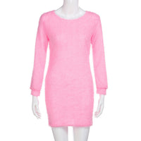 Long Sleeve Sweater Fleece Dress