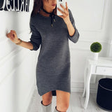 Designer Solid O-Neck Casual Dress