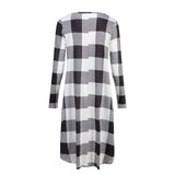 Women Plaid Casual Dress Pockets